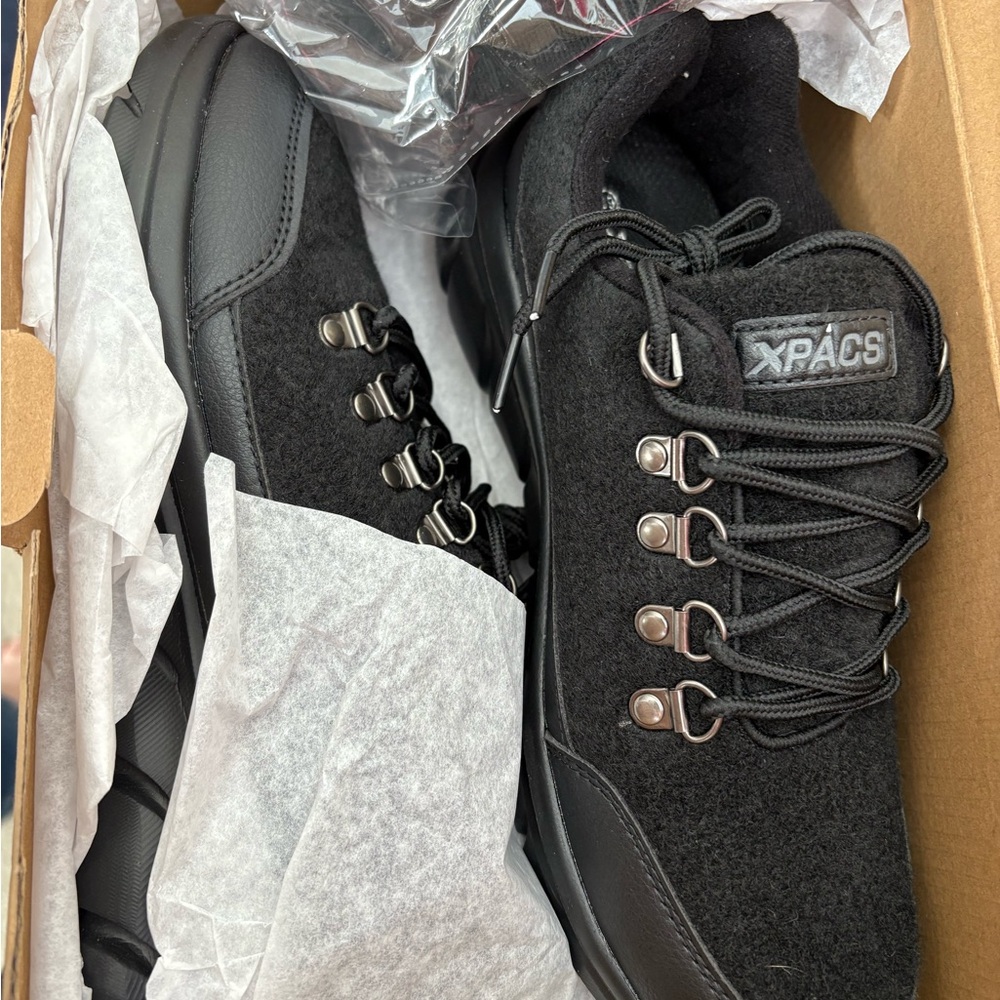 Black Textured Sneakers with Rugged Sole